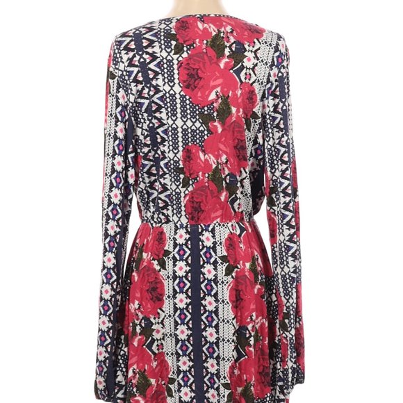 NBD The XNaven Twins WhiteRedBlack Dress V-Neck Floral Print  Sz S #485 - Picture 3 of 4